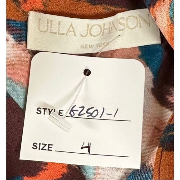 ULLA JOHNSON Cleo printed crepe top in Orange NWT Size 4 - Picture 7 of 8